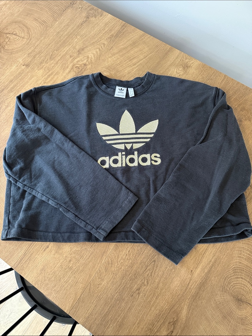 adidas Black Crewneck Sweatshirt with Gold Trefoil Logo